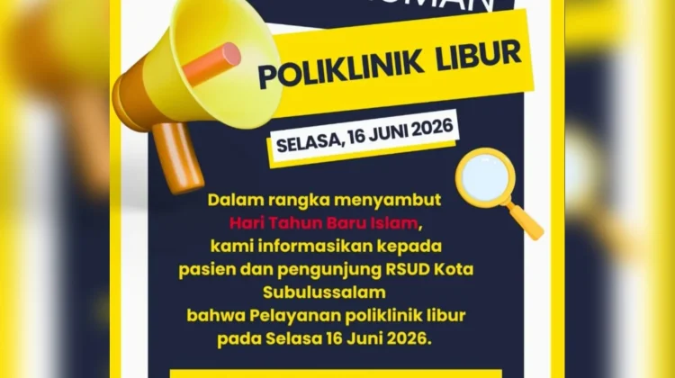 Libur Tahun Baru, Poliklinik RSUD Subulussalam Tutup, IGD Siaga Seharian