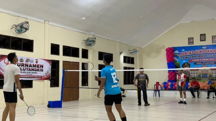Turnamen Badminton Antar Satker Polres Aceh Singkil Warnai Hari Bhayangkara ke-80