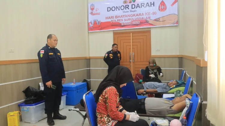 Polres Subulussalam Gandeng Brimob dan RSUD dalam Kegiatan Donor Darah
