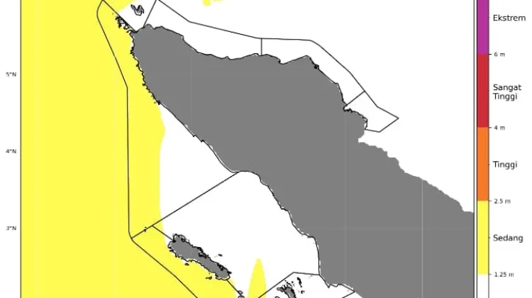Peringatan Dini Tinggi Gelombang Laut Aceh Singkil 2,5 Meter