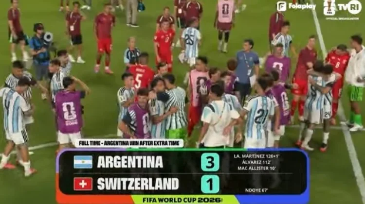 Imbang Dua Babak, Argentina Taklukkan Swiss 3-1 di Ekstra Time