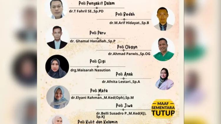 Ini Jadwal Poliklinik RSUD Subulussalam Kamis 16 Juli 2026