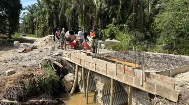 Pembangunan Jembatan Aramco di Tanjung Mas Simpang Kanan Dikebut