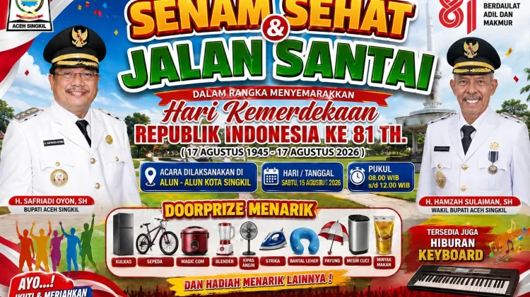 Pemkab Aceh Singkil Akan Gelar Senam Sehat dan Jalan Santai HUT RI Ke-81