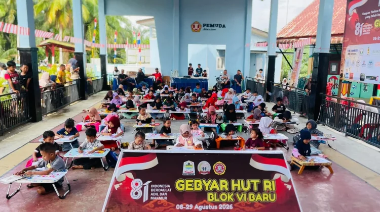 Gebyar HUT RI ke-81 di Desa Blok VI Baru: Puluhan Anak TK dan SD Ikuti Lomba Mewarnai