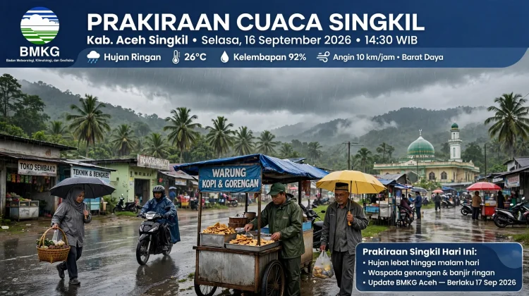 Aceh Singkil Hari ini Diprediksi Hujan