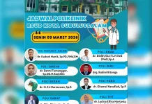 Jadwal Dokter Spesialis RSUD Kota Subulussalam, Senin 9 Maret 2026