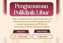 Layanan Poliklinik RSUD Subulussalam Libur Dua Hari