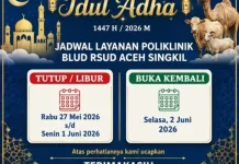Poliklinik RSUD Aceh Singkil Tutup Sampai dengan 1 Juni