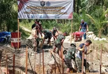 Kodim 0118 Subulussalam Kebut Pengecoran Pondasi Jembatan Garuda