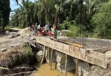 Pembangunan Jembatan Aramco di Tanjung Mas Simpang Kanan Dikebut