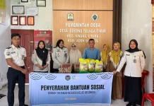 Wujud Kepedulian Sosial, Rutan Singkil Berbagi Sembako kepada Warga di Desa Binaan