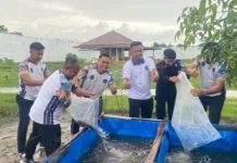 Dukung Ketahanan Pangan, Rutan Singkil Tebar Ribuan Bibit Ikan Lele