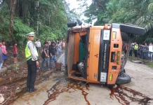 Gagal Menanjak, Truk CPO Mengalami Kecelakaan Tunggal di Subulussalam