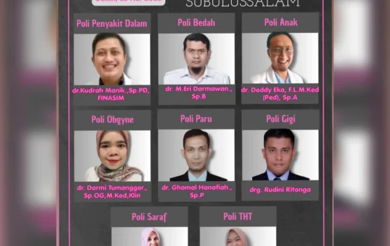 Jadwal Poliklinik RSUD Subulussalam Senin 11 Mei 2026