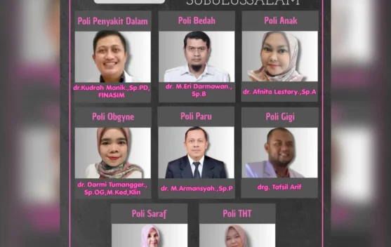 Jadwal Poliklinik Spesialis RSUD Subulussalam Rabu 13 Mei 2026
