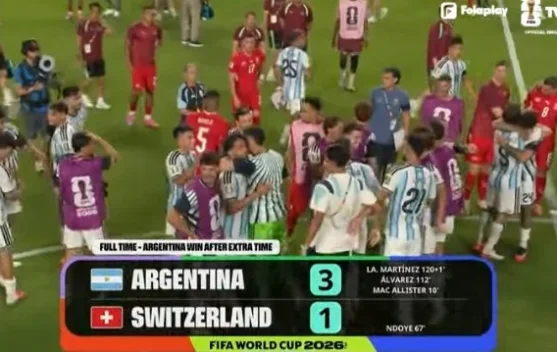 Imbang Dua Babak, Argentina Taklukkan Swiss 3-1 di Ekstra Time