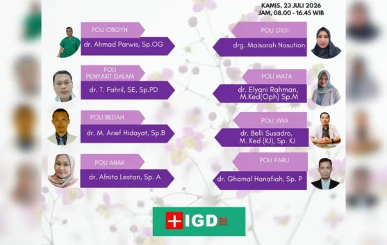 Ini Jadwal Pelayanan Poliklinik RSUD Subulussalam Kamis 23 Juli 2026