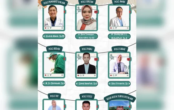 Jadwal Poliklinik Spesialis RSUD Subulussalam Senin 3 Agustus 2026
