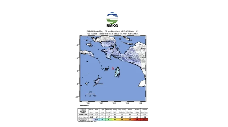 Gempa M5,1 Guncang Laut Banda