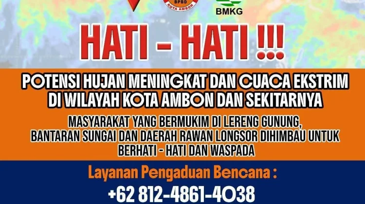 Waspadai Hujan Ringan hingga Lebat di Maluku