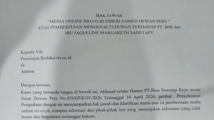 Hak Jawab: PT BSR Bantah Tuduhan Suap dan Soroti Pelanggaran Etik Pemberitaan