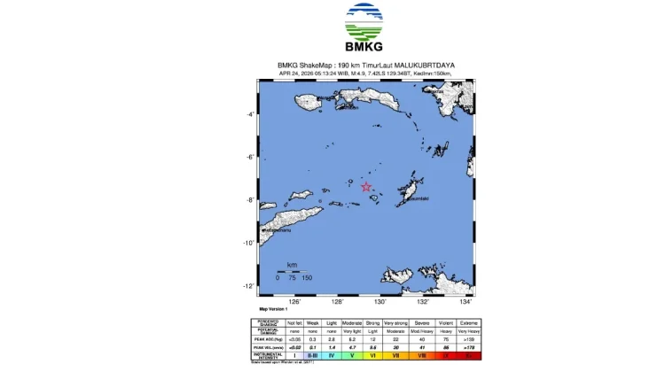 Gempa M4,9 Guncang Laut Banda, Tidak Berpotensi Tsunami