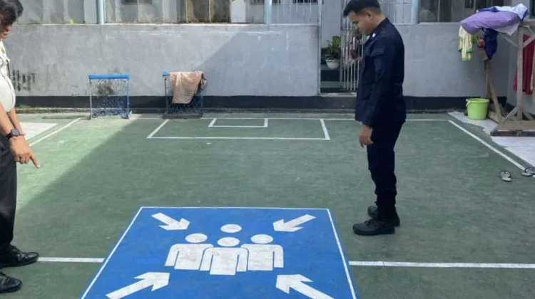 Mitigasi Risiko,Lapas Wahai Pasang Titik Assembly Point & Jalur Evakuasi