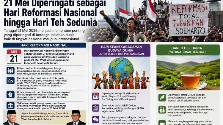 21 Mei Diperingati sebagai Hari Reformasi Nasional hingga Hari Teh Sedunia
