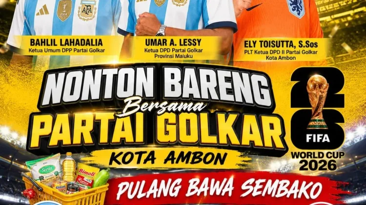 Nobar Laga Argentina-Austria Bersama Golkar Ambon, Pulang Bakal Bawa Sembako