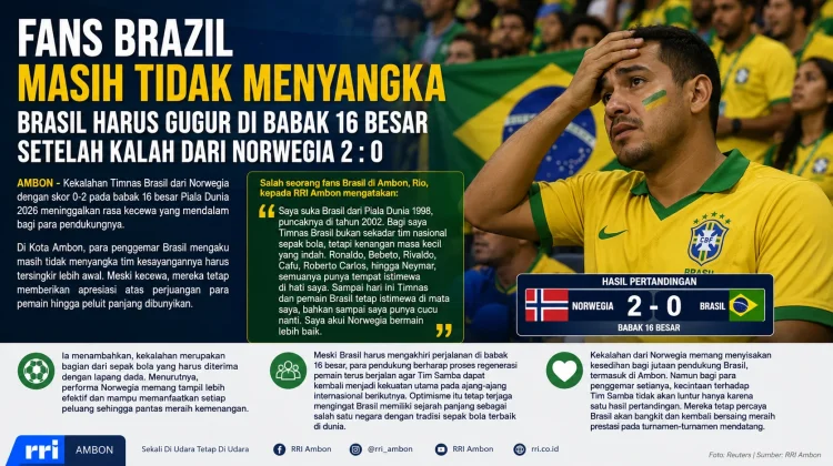 Fans Brasil di Ambon Tetap Setia meski Tim Samba Tersingkir dari Piala Dunia 2026