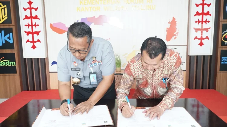 Teken PKS Penguatan Sentra KI,Kemenkum Maluku Dorong Potensi Lokal