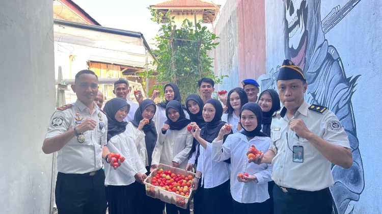 Kalapas Wahai Ajak Peserta Magang Panen Tomat, Hasil Budidaya Warga Binaan