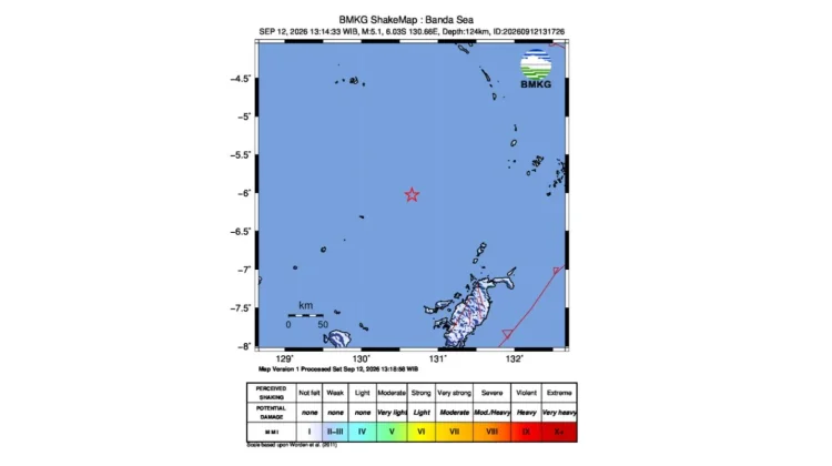 Gempa Tektonik M5,2 Guncang Laut Banda, Tak Berpotensi Tsunami