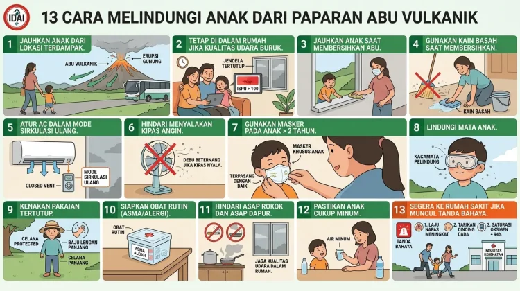 Rekomendasi IDAI: 13 Cara Efektif Lindungi Anak dari Bahaya Abu Vulkanik
