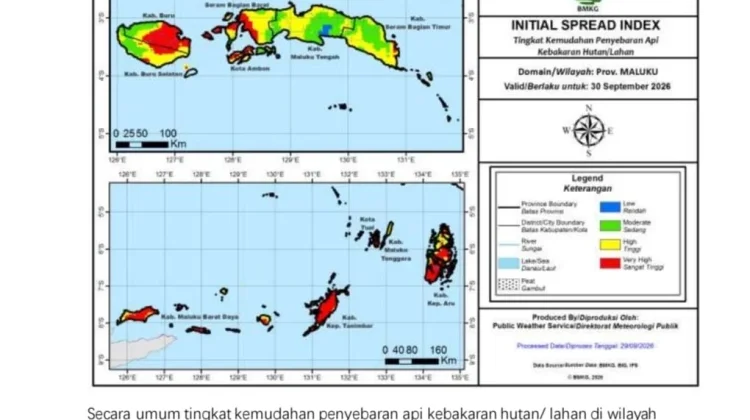 Potensi Penyebaran Api Maluku Capai Kategori Sangat Tinggi
