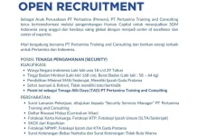 PTC Pertamina Buka Lowongan Tenaga Pengamanan 2026