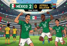 Laga Pembuka Panas, Meksiko Bungkam Sembilan Pemain Afrika Selatan 2-0
