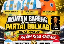 Nobar Laga Argentina-Austria Bersama Golkar Ambon, Pulang Bakal Bawa Sembako