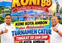 KONI Kota Ambon Gelar Turnamen Catur Pelajar jelang HUT ke-88