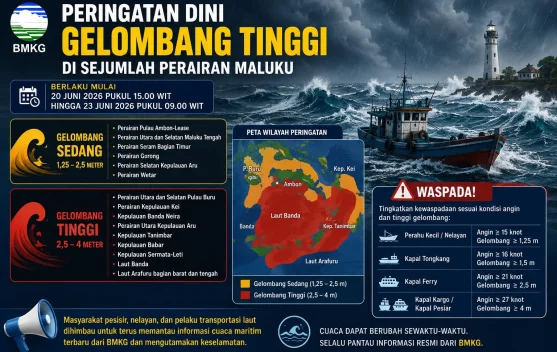 Gelombang Tinggi hingga 4 Meter Berpotensi Terjadi di Sejumlah Perairan Maluku