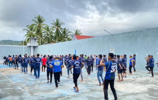 Senam Bersama di Rutan Masohi Diikuti Warga Binaan