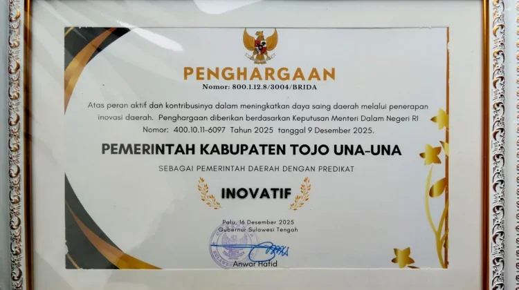 Pemkab Tojo Una-Una Raih Predikat Inovatif, Perkuat Daya Saing Daerah