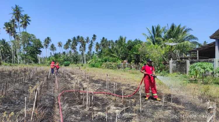 Damkarmat Touna Berhasil Padamkan Api yang Menghaguskan Kebun Warga