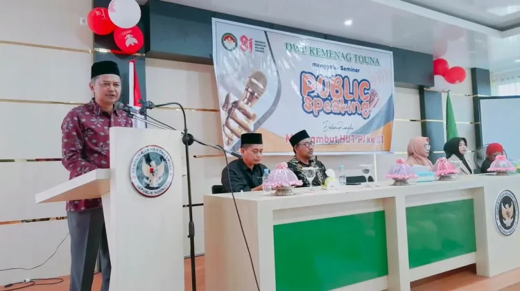 Sambut HUT RI ke-81, DWP Kemenag Touna Gelar Seminar Public Speaking