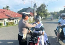Tingkatkan Keselamatan, Sat Lantas Polres Touna Intensifkan Strong Point Pagi