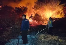 Polisi dan Damkar Bergerak Padamkan Api di Desa Cempa Touna