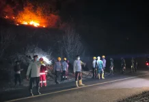 Tim Gabungan TNI Polri Bersama Warga Padamkan Karhutla di Desa Mafroto Touna