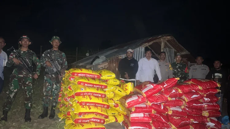 Satgas Pamtas Amankan Beras Selundupan di Pos Napan
