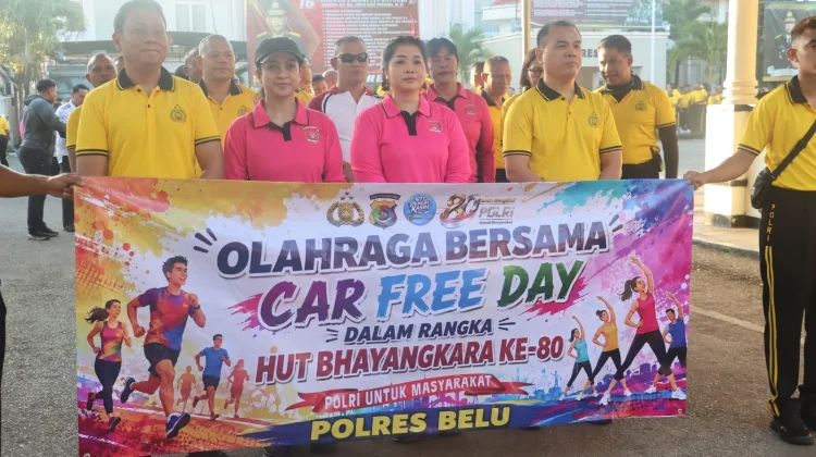 Polres Belu dan Brimob Perkuat Sinergitas lewat Car Free Day Bhayangkara ke-80